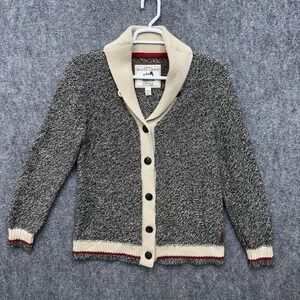 ROOTS Cabin Canada Cardigan Sweater Gray Knit Button Up Wool Blend Womens Sz- XL